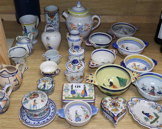 A large collection of Quimper pottery